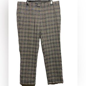 Suslo Couture Golf Pants Men 38x32 Plaid Flat Front Cuffed Hem Trousers Preppy